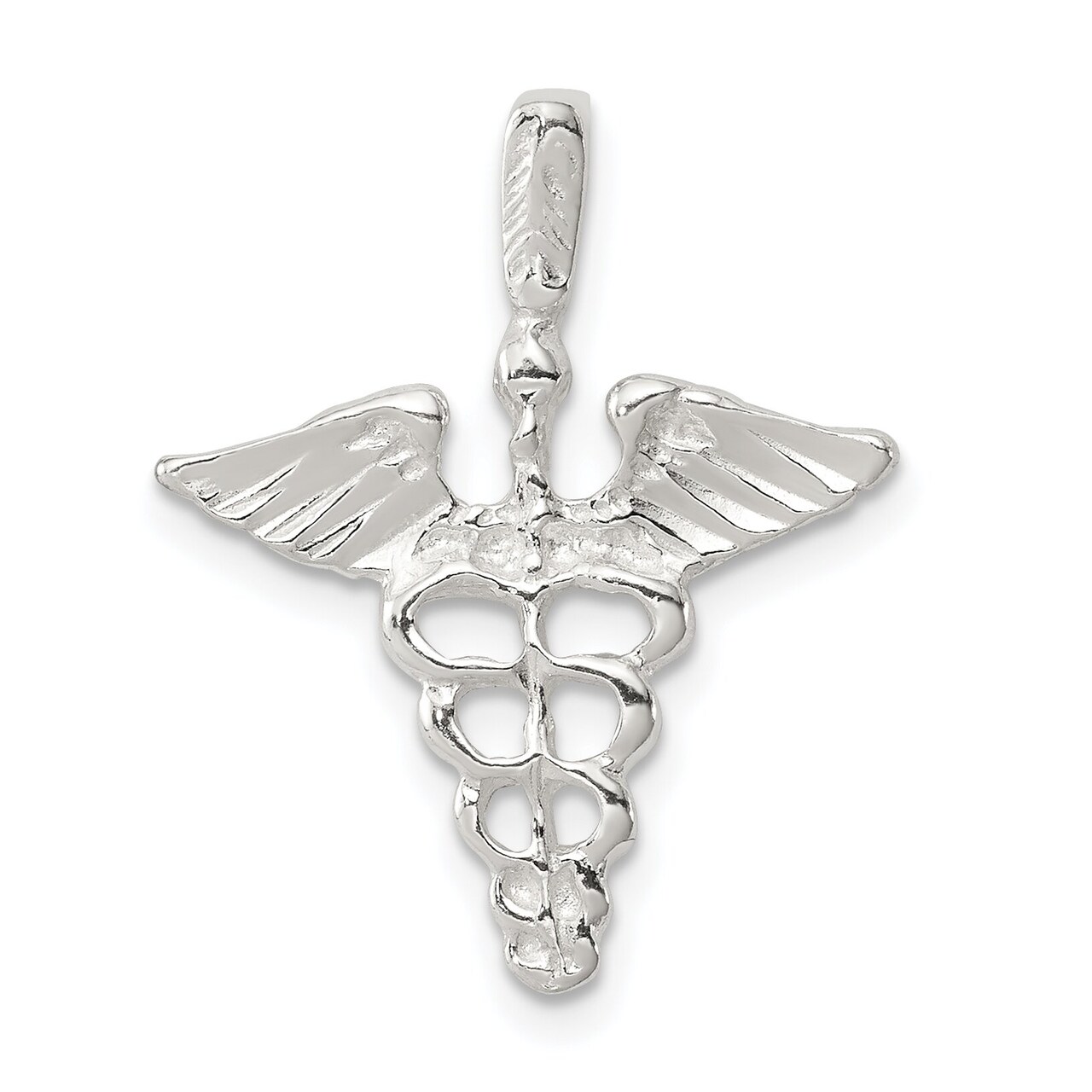 Sterling Silver Caduceus Charm Medical Pendant Jewelry 25mm x 20mm